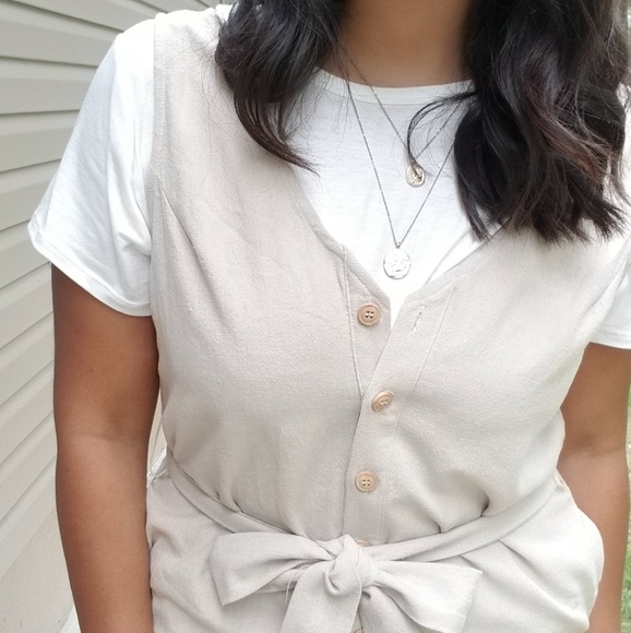 YOURS TRULY CREAM BUTTON JUMPSUIT - Picture 6 of 7